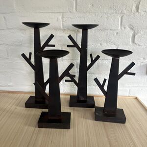 Set of 4 Modern Tree Branch Iron Candle Holders
